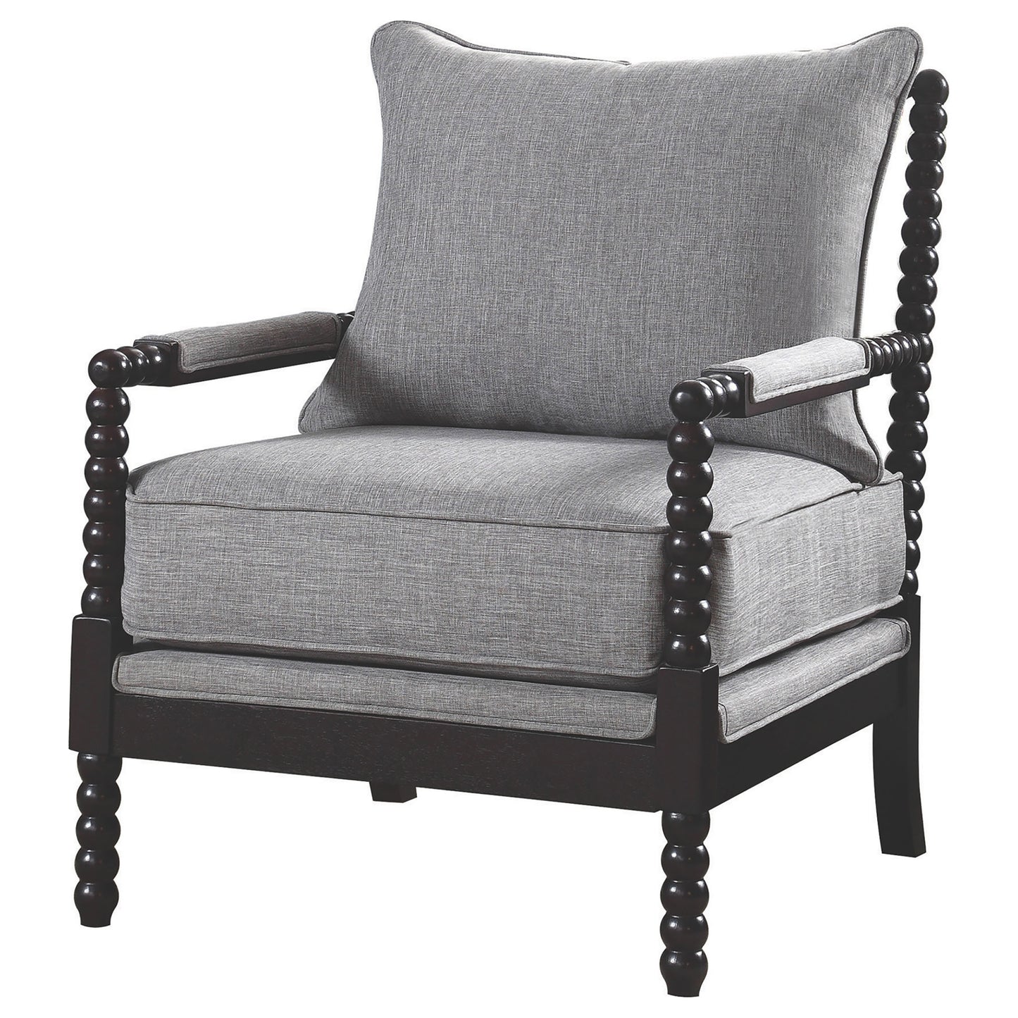 chase upholstered bobbin accent chair grey and blackgrey