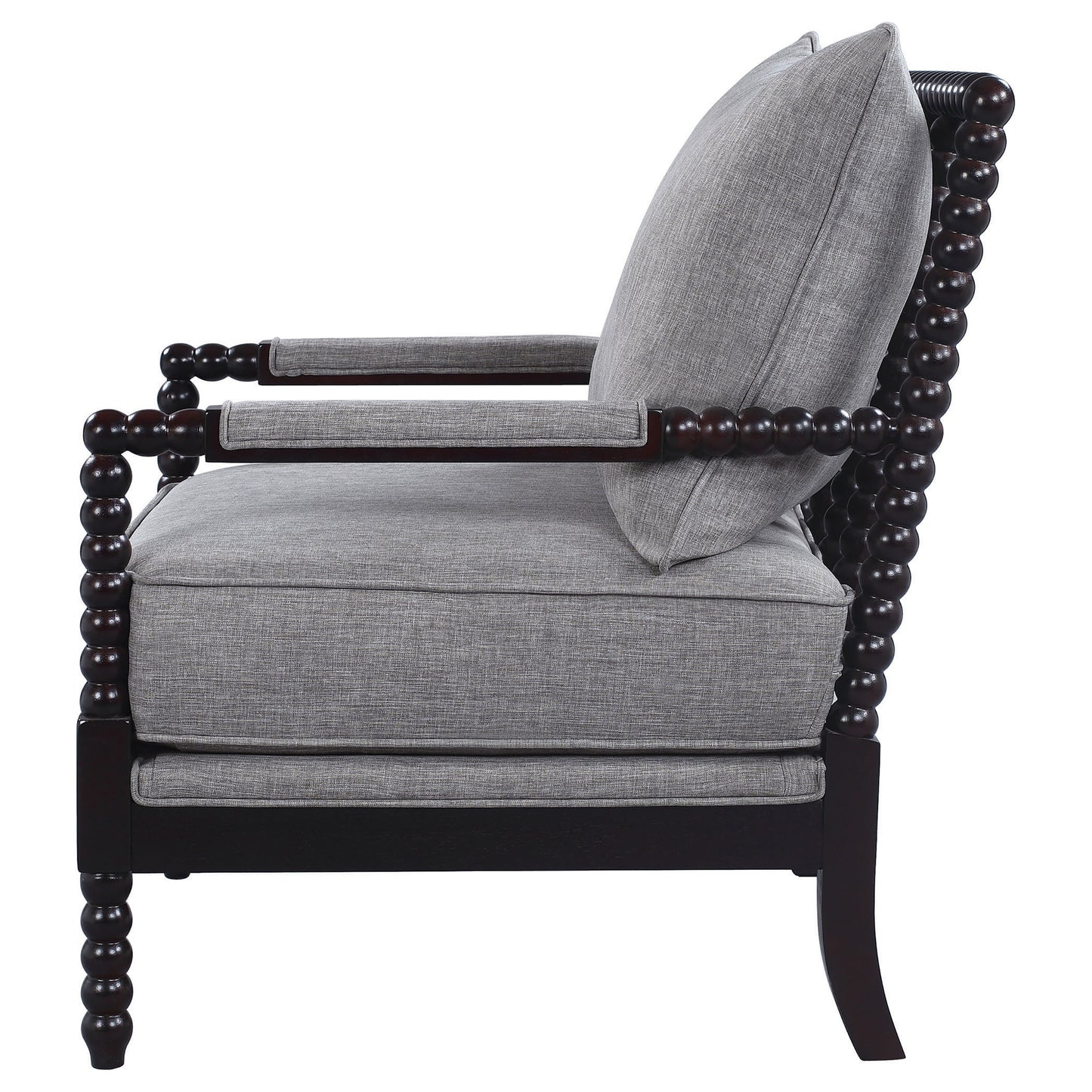 chase upholstered bobbin accent chair grey and blackgrey