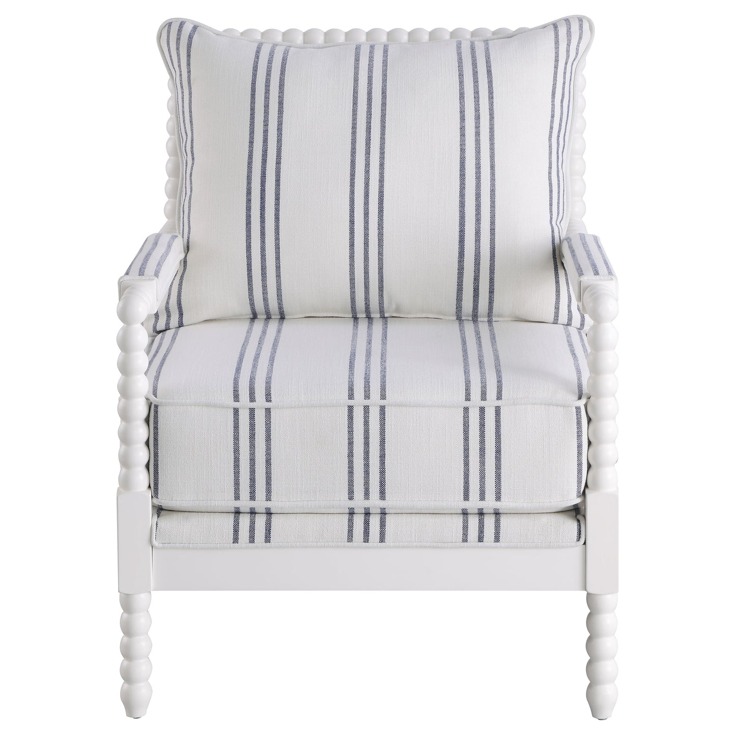 chase upholstered bobbin accent chair white and navywhite