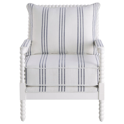 Chase Upholstered Bobbin Accent Chair White and NavyWhite