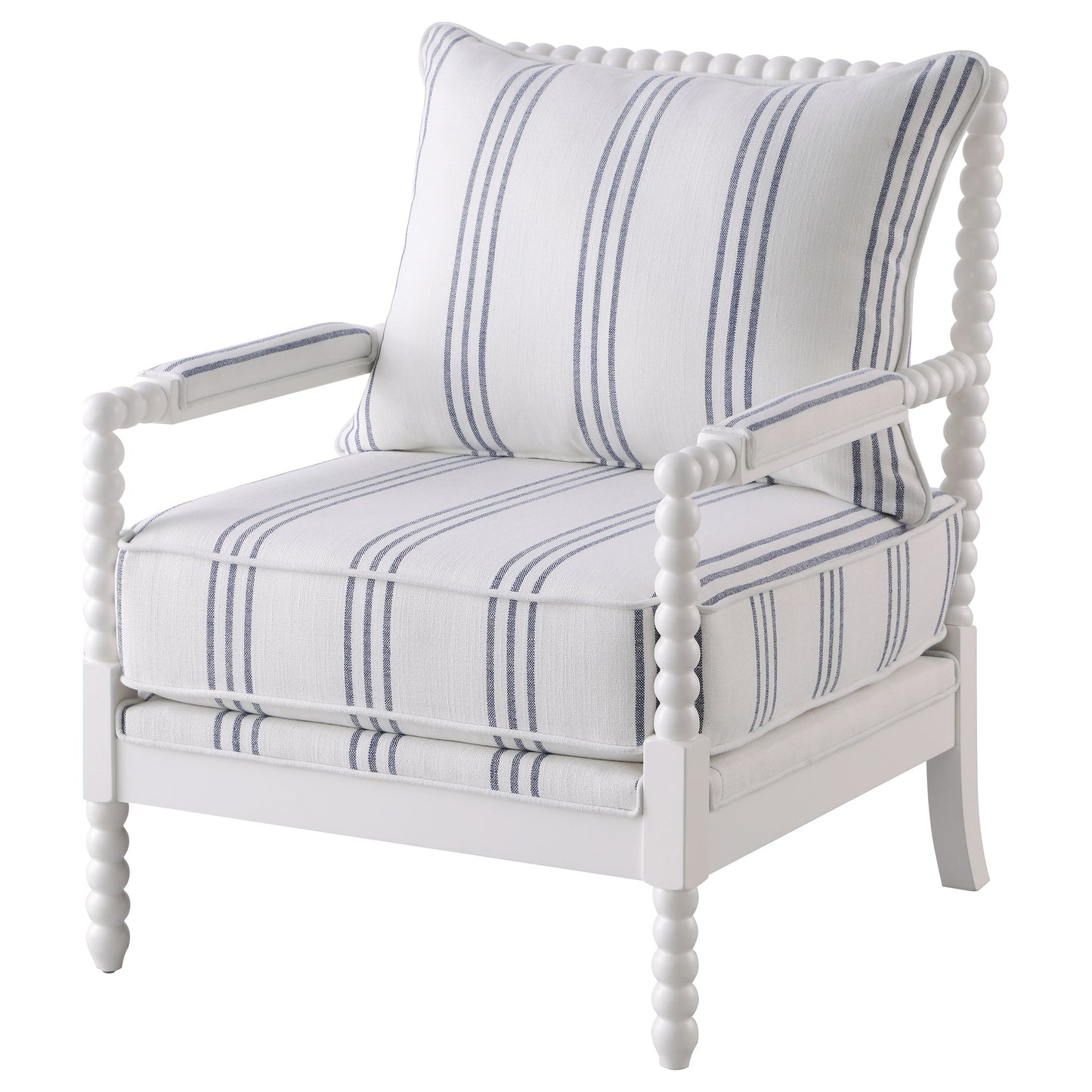 chase upholstered bobbin accent chair white and navywhite