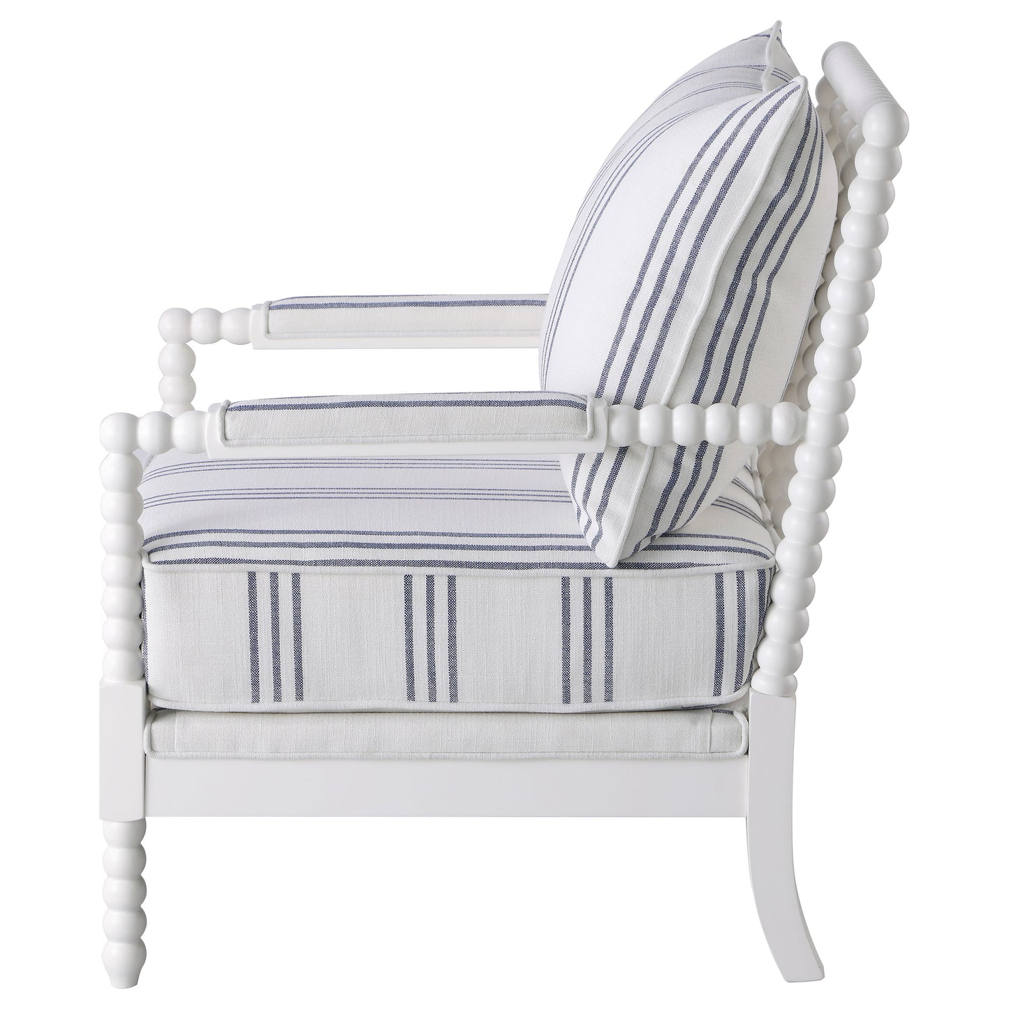 chase upholstered bobbin accent chair white and navywhite