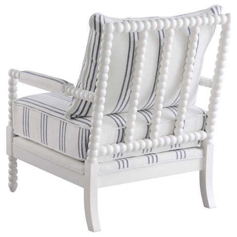 Chase Upholstered Bobbin Accent Chair White and NavyWhite