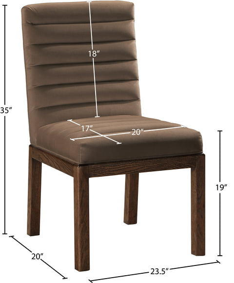 Celine Brown Velvet Upholstered Dining Chair, 1 Piece (Style 2)