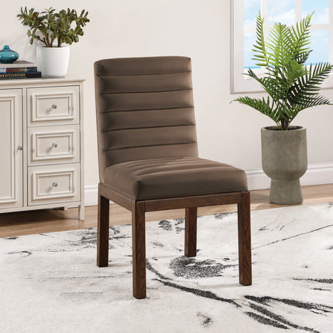 Celine Brown Velvet Upholstered Dining Chair, 1 Piece (Style 2)