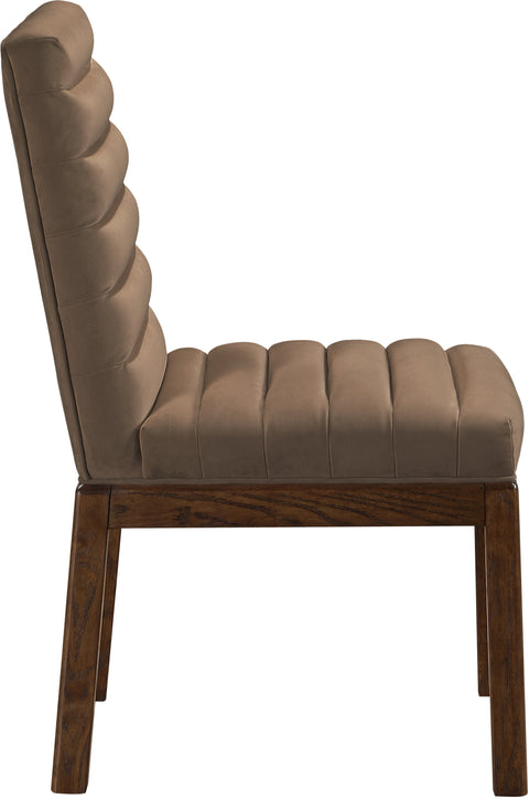 Celine Brown Velvet Upholstered Dining Chair, 1 Piece (Style 2)