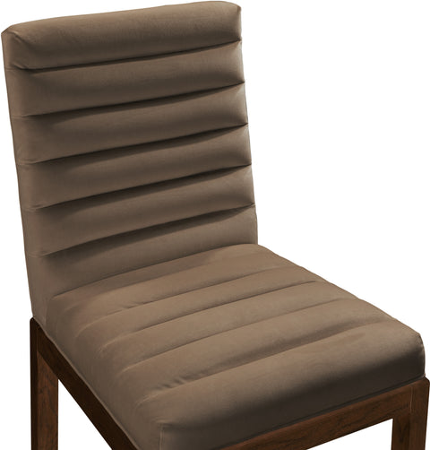 Celine Brown Velvet Upholstered Dining Chair, 1 Piece (Style 2)