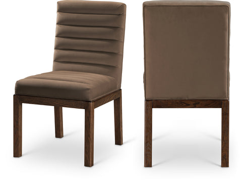 Celine Brown Velvet Upholstered Dining Chair, 1 Piece (Style 2)