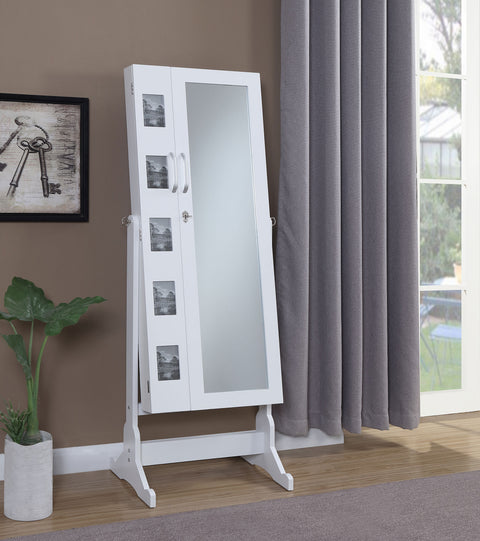 Kingsley Cheval Mirror with Jewelry Storage WhiteWhite