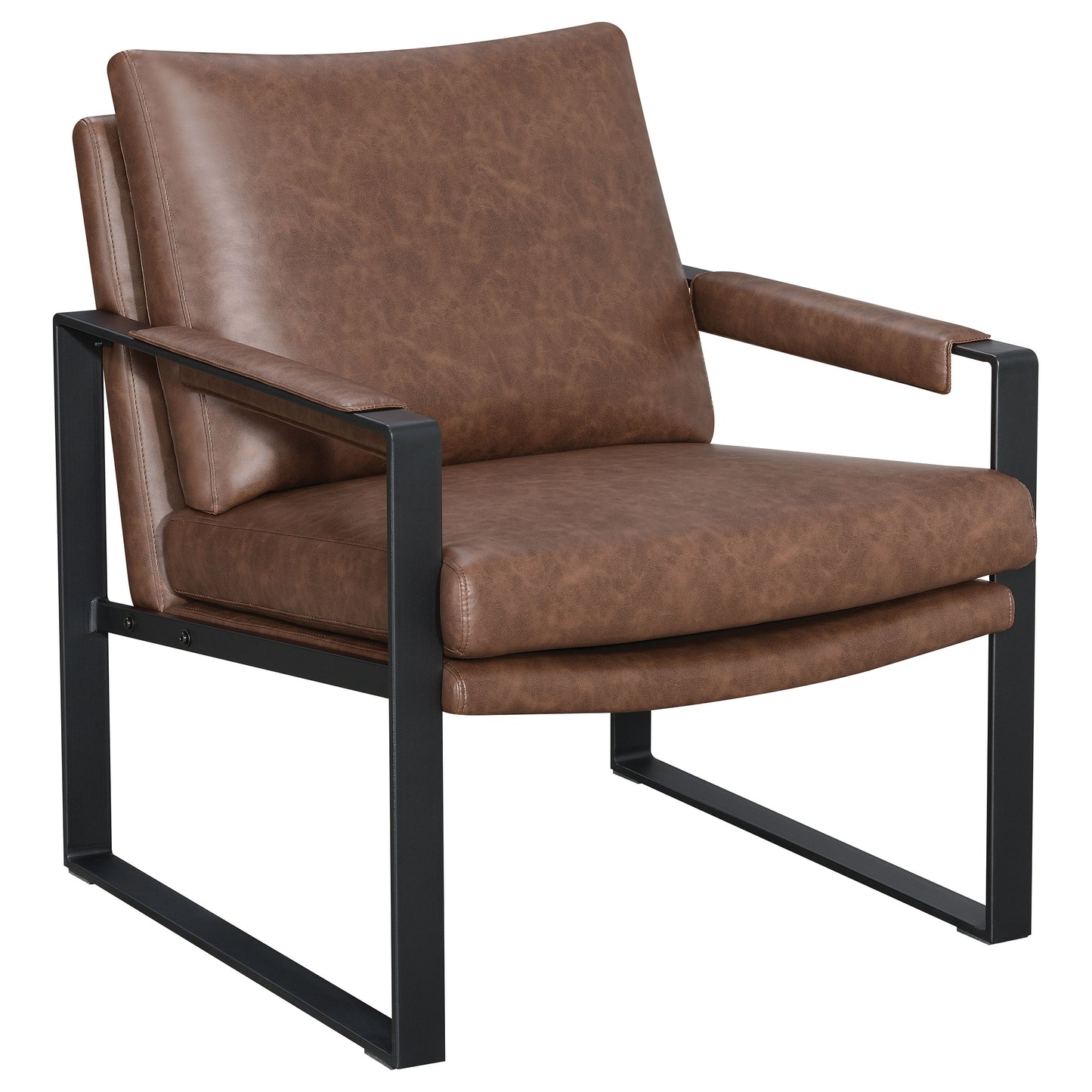 zena upholstered track arm accent chair brownbrown