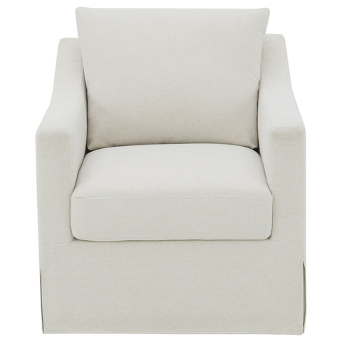 Robinsons Upholstered Sloped Arm Accent Swivel Chair Beige