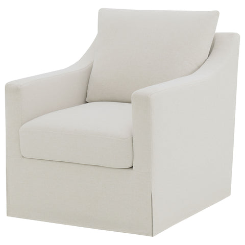 Robinsons Upholstered Sloped Arm Accent Swivel Chair Beige