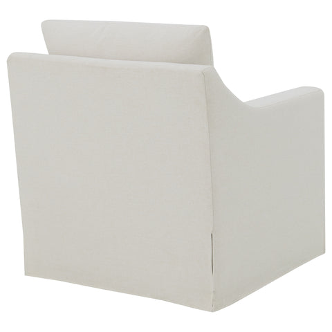 Robinsons Upholstered Sloped Arm Accent Swivel Chair Beige