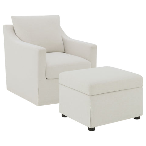 Robinsons Upholstered Sloped Arm Accent Swivel Chair Beige