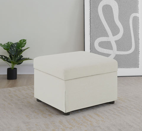 Robinsons Upholstered Hydraulic Lift Top Storage Ottoman Beige