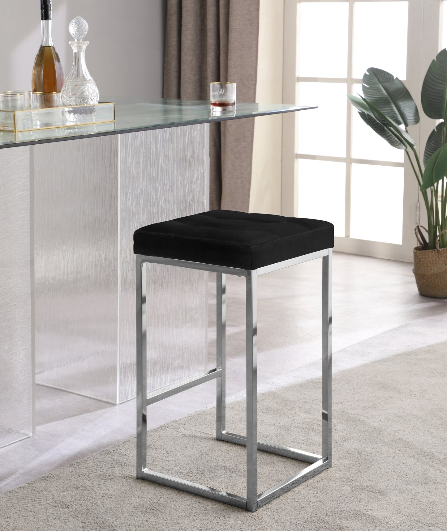 omni black velvet stool c