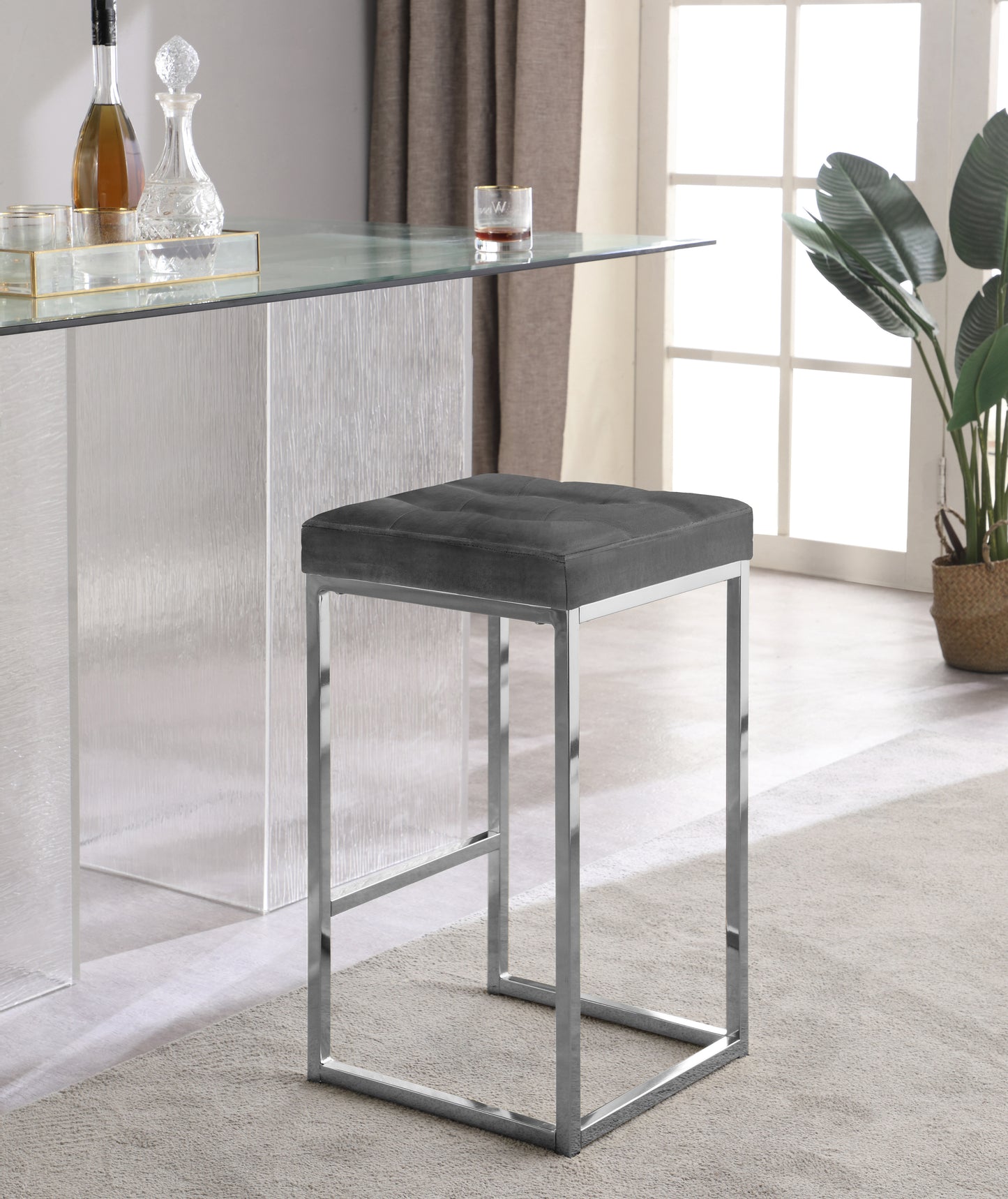 maldives grey velvet stool