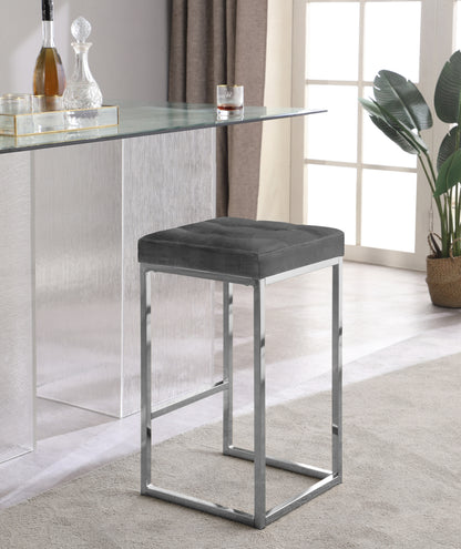 Maldives Grey Velvet Stool