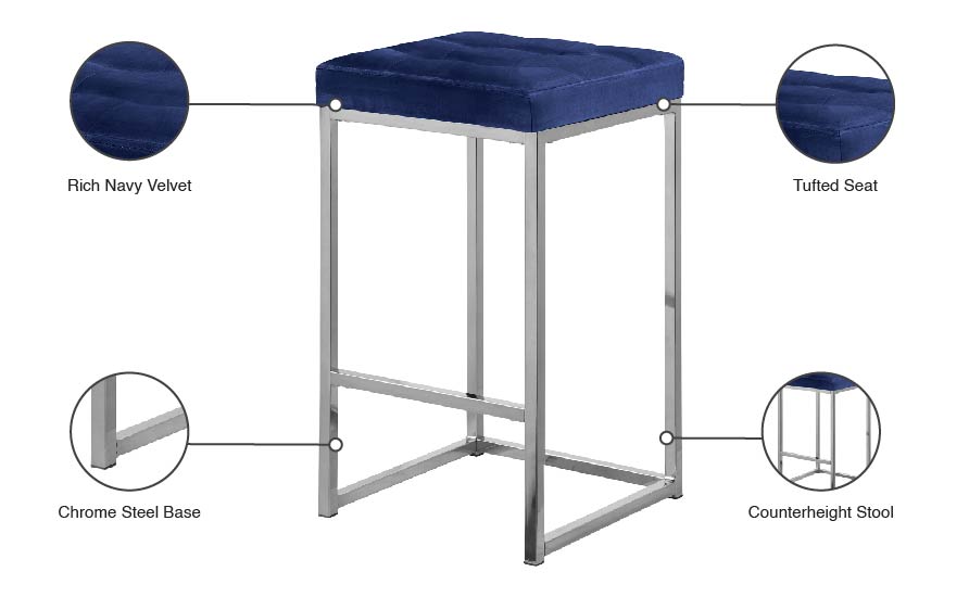 omni navy velvet stool c