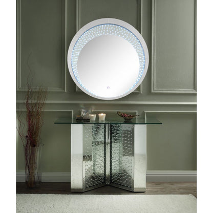 Caius Nysa Console Table, Mirrored & Faux Crystals