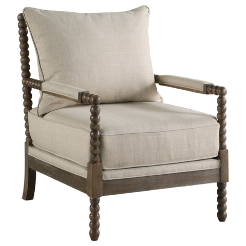Chase Upholstered Bobbin Accent Chair Beige and NaturalBeige