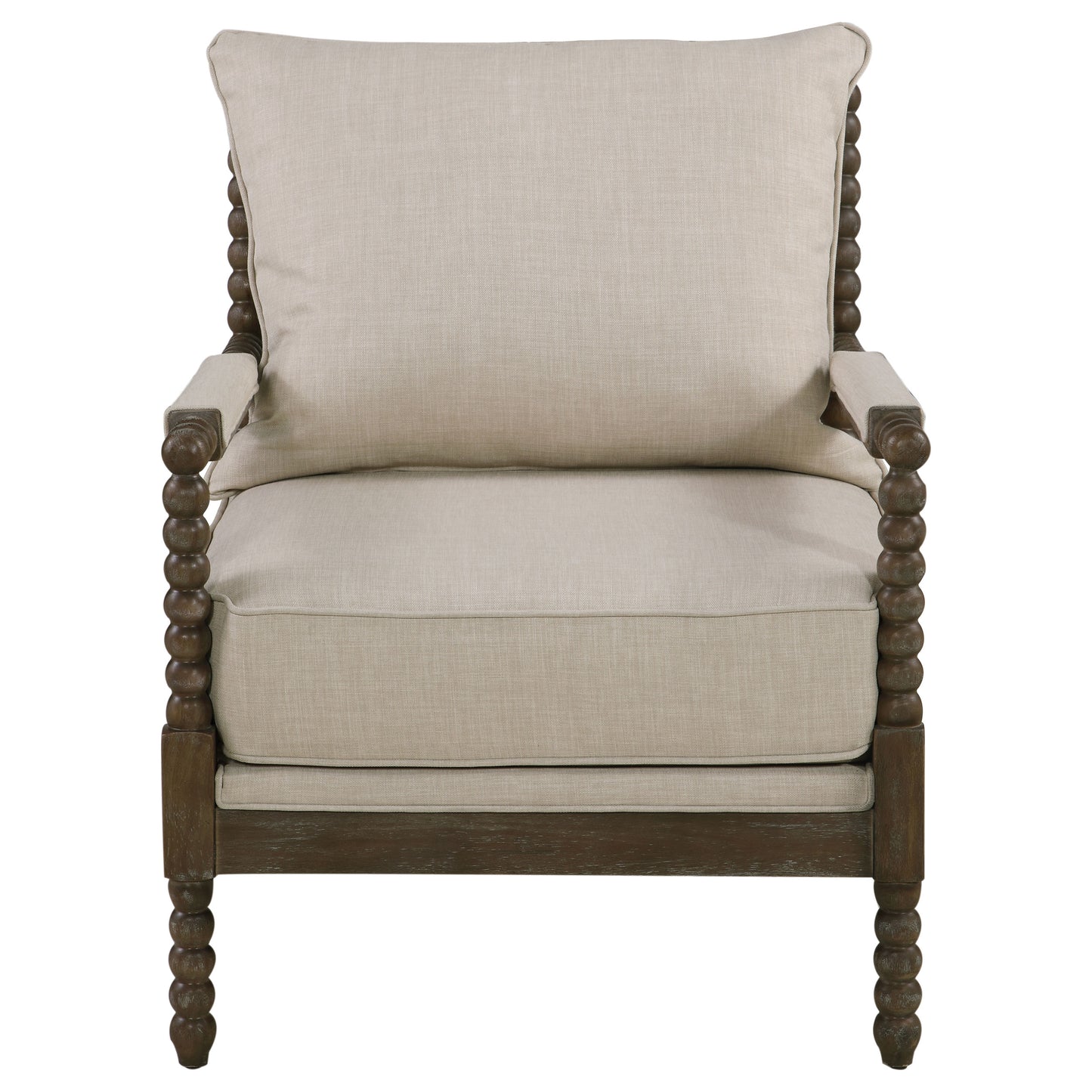 chase upholstered bobbin accent chair beige and naturalbeige