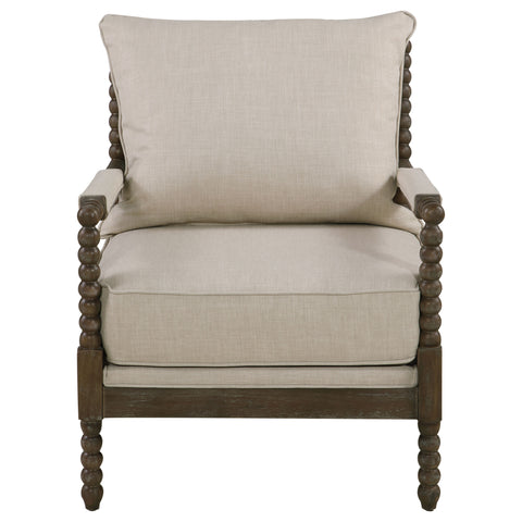 Chase Upholstered Bobbin Accent Chair Beige and NaturalBeige