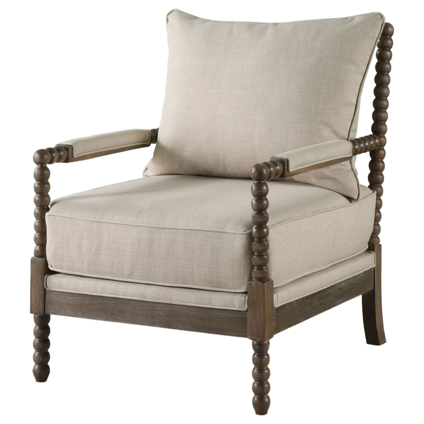 chase upholstered bobbin accent chair beige and naturalbeige