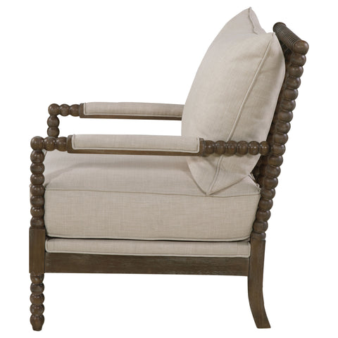 Chase Upholstered Bobbin Accent Chair Beige and NaturalBeige
