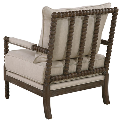 Chase Upholstered Bobbin Accent Chair Beige and NaturalBeige