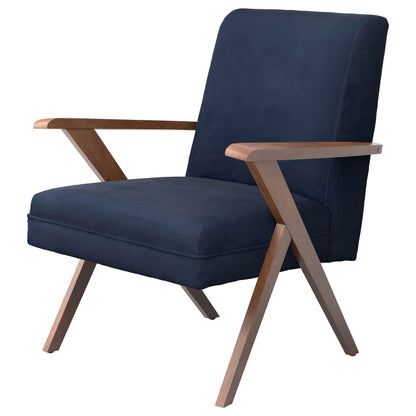 Bette Upholstered Wood Arm Accent Chair Dark BlueDark Blue