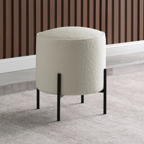 Glenn Round Upholstered Ottoman IvoryIvory