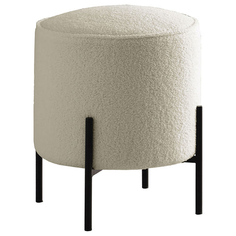 Glenn Round Upholstered Ottoman IvoryIvory