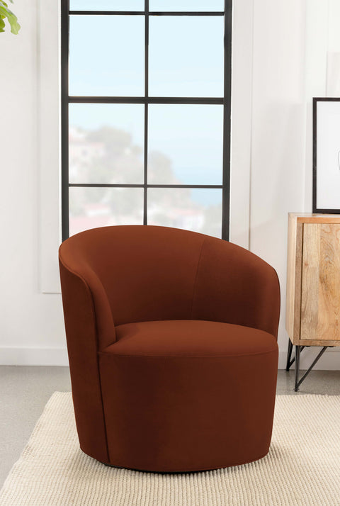 Paris Upholstered Barrel Back Swivel Chair Burnt OrangeBurnt Orange