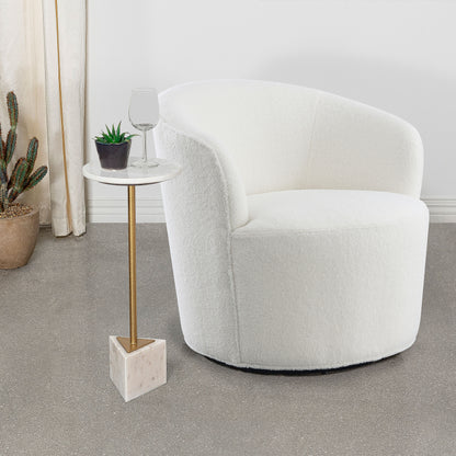 Paris Upholstered Barrel Back Swivel Chair WhiteWhite