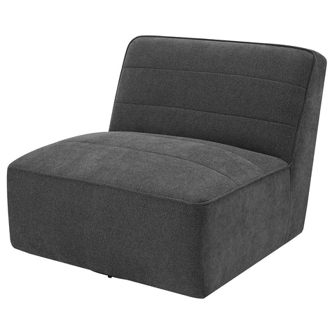Daphne Upholstered Armless Swivel Chair Dark CharcoalDark Charcoal