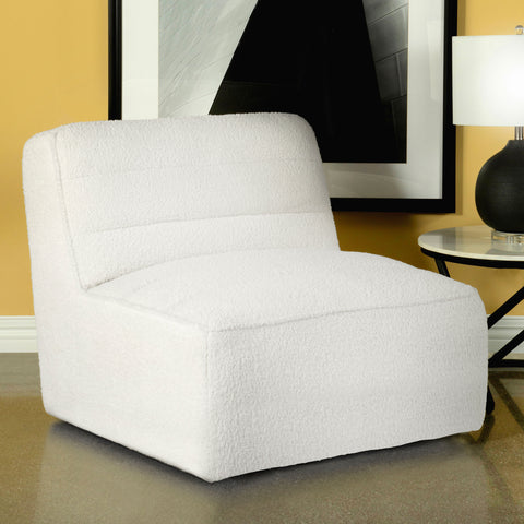 Daphne Upholstered Armless Swivel Chair NaturalIvory