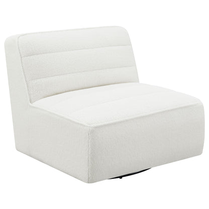 Daphne Upholstered Armless Swivel Chair NaturalIvory