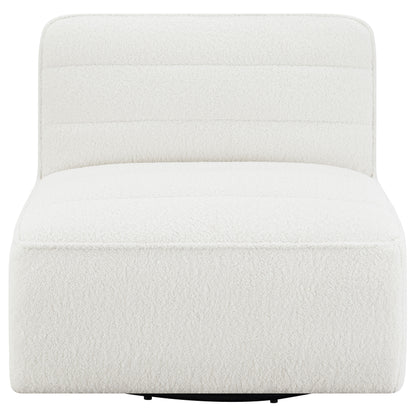 Daphne Upholstered Armless Swivel Chair NaturalIvory