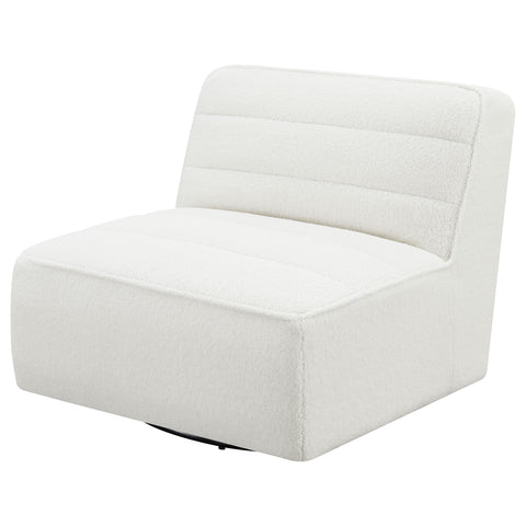 Daphne Upholstered Armless Swivel Chair NaturalIvory