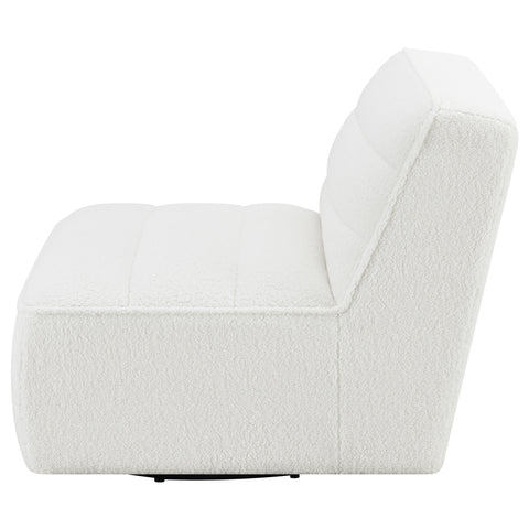 Daphne Upholstered Armless Swivel Chair NaturalIvory