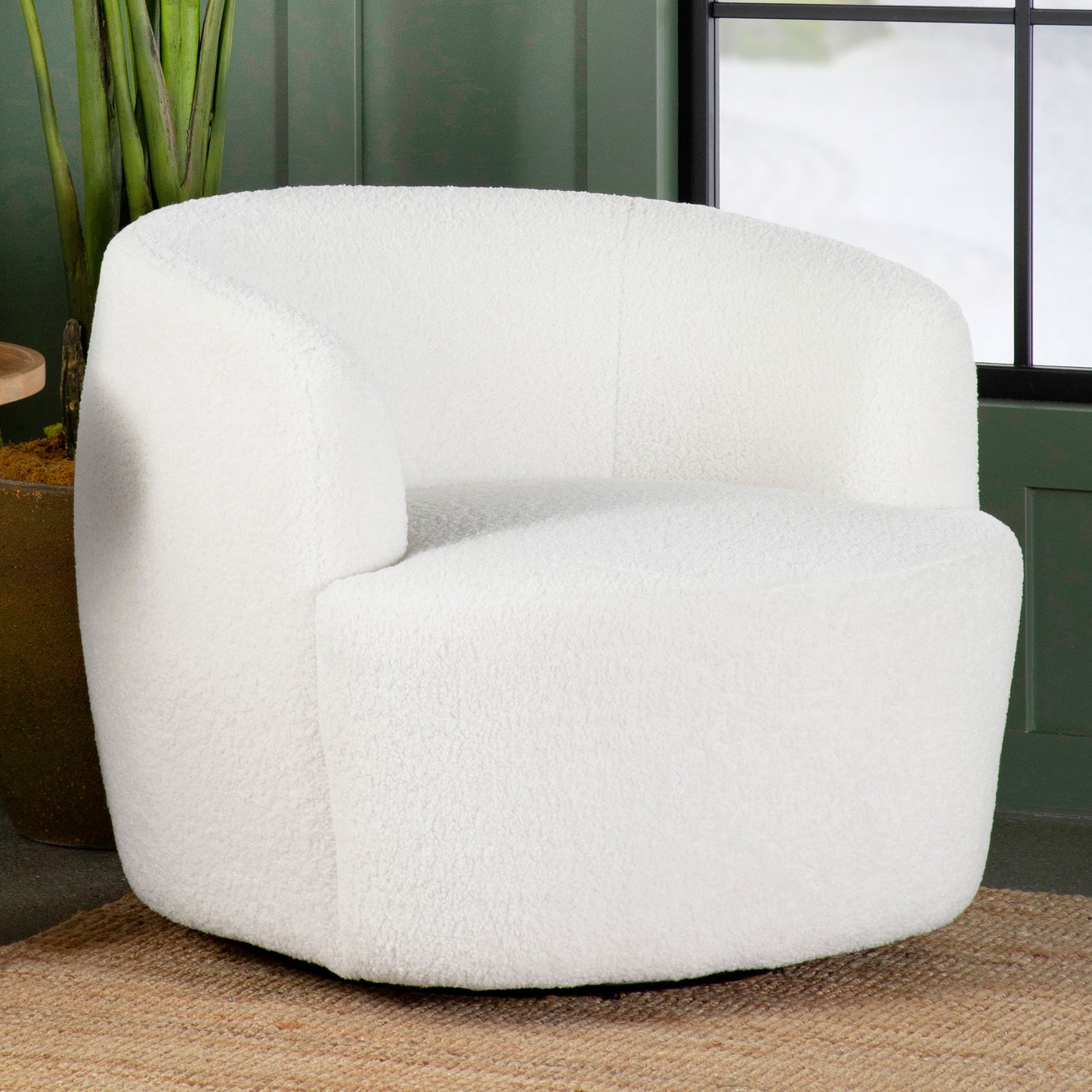 chryses faux sheepskin upholstered swivel chair naturalivory