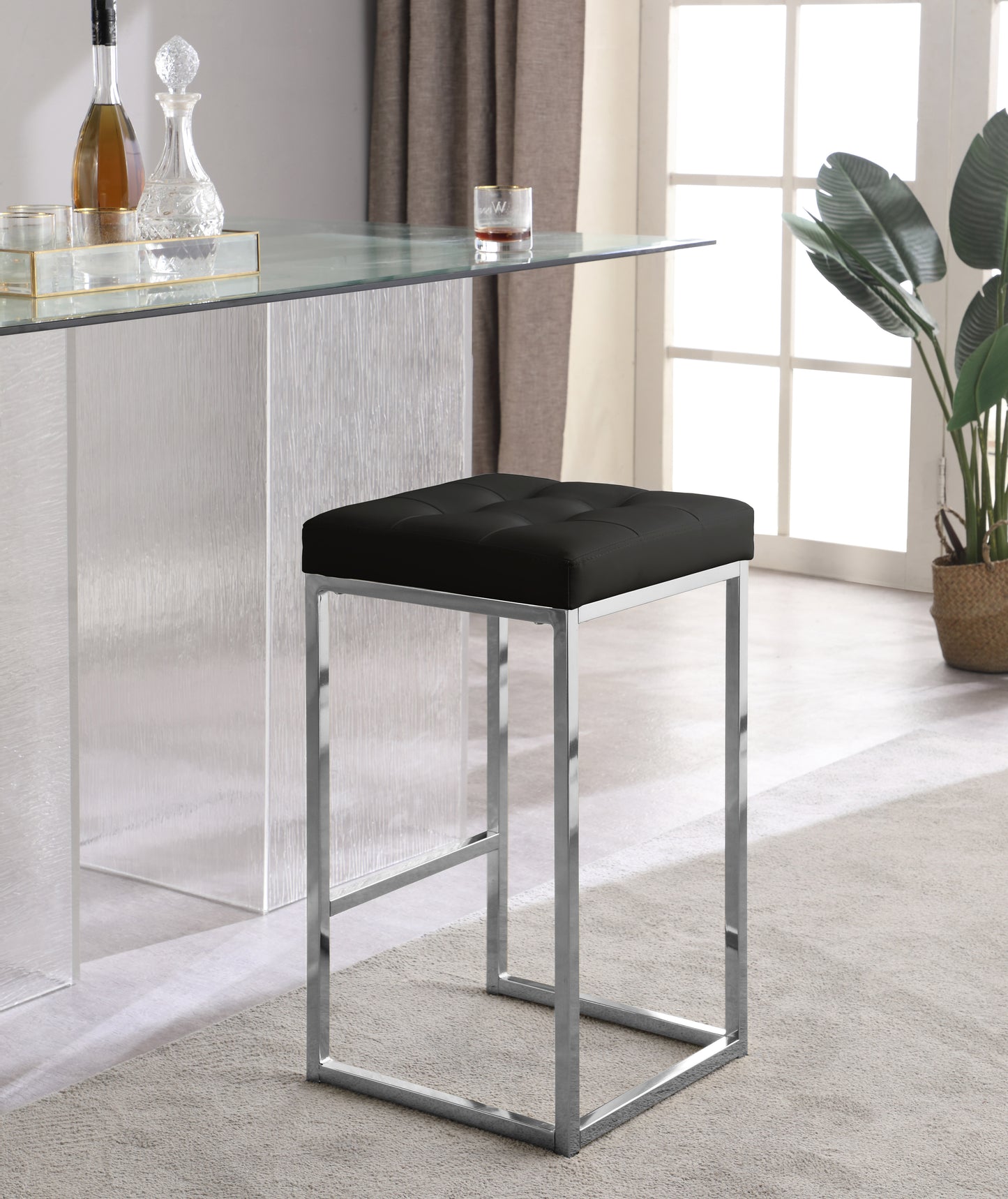 omni black faux leather stool c