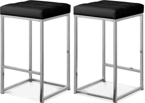 Florence Black Vegan Leather Upholstered Counter Stool, 2-Piece
