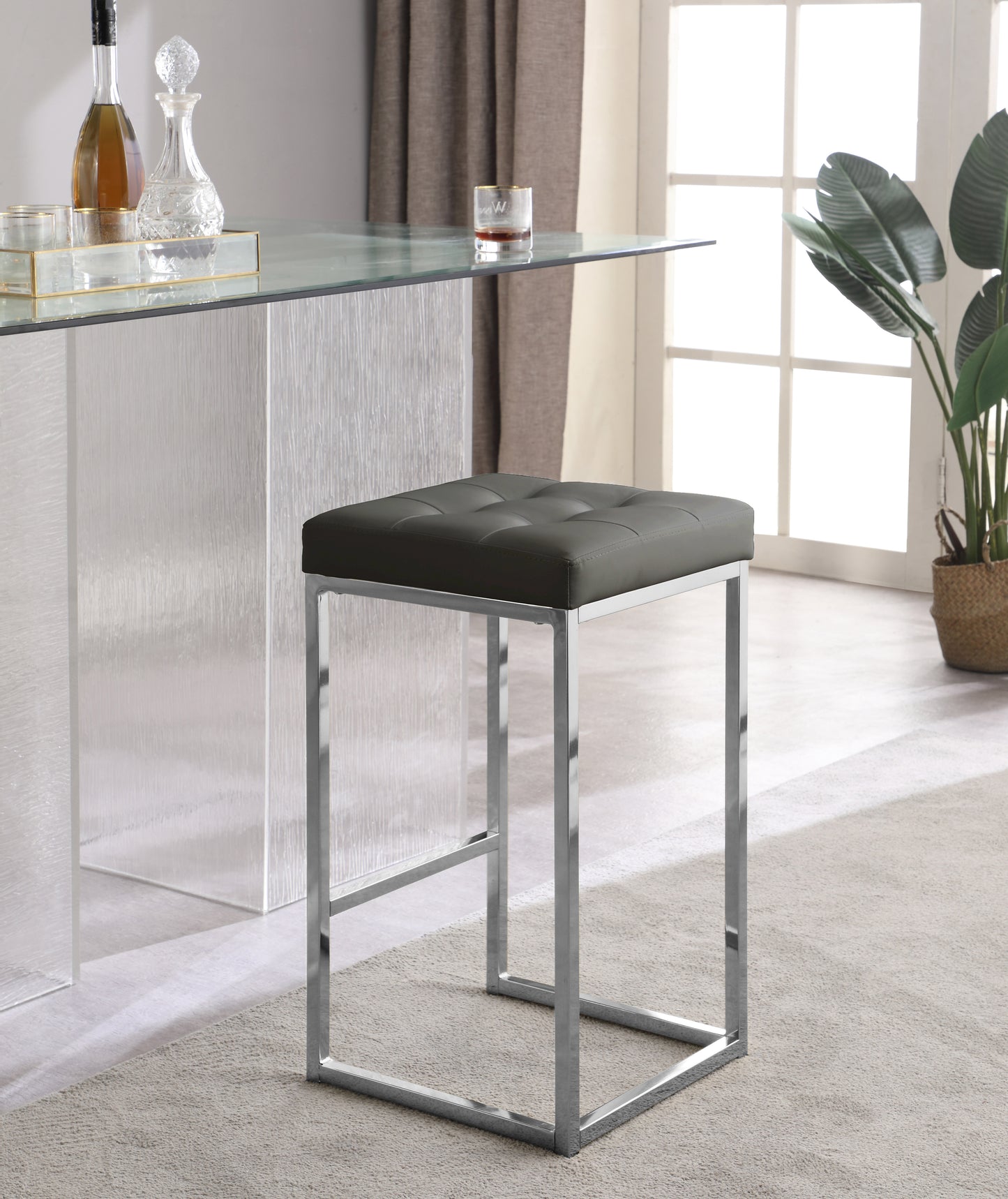 omni grey faux leather stool c