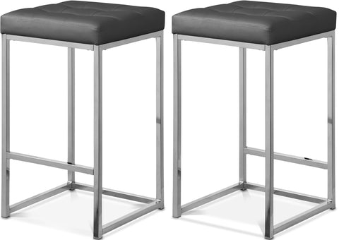 Florence Grey Vegan Leather Upholstered Counter Stool, 2-Piece