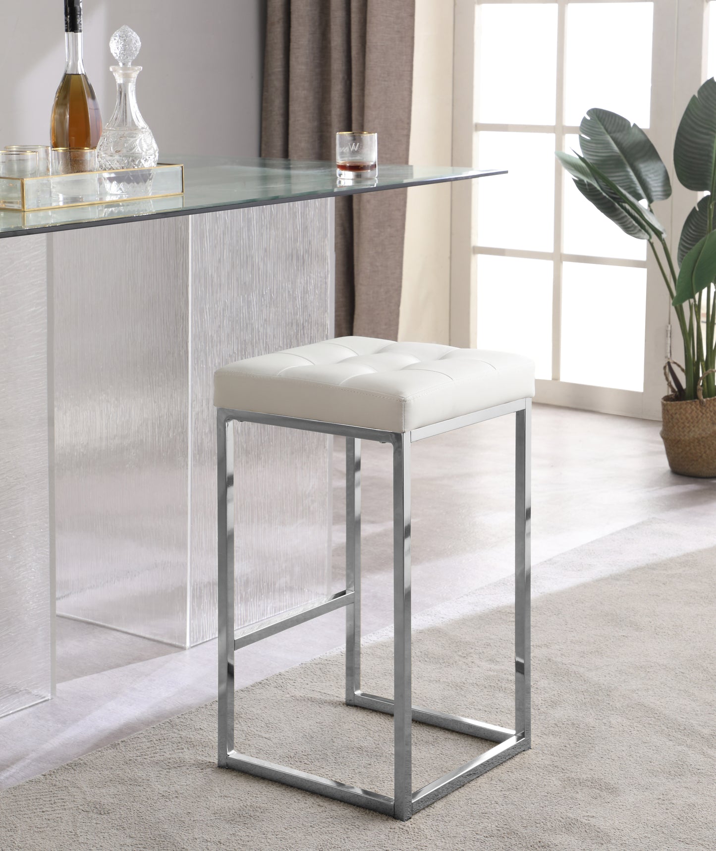 omni white faux leather stool c