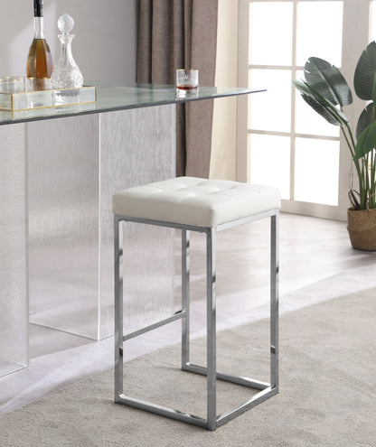 Omni White Faux Leather Stool C