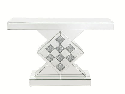 Calan Console Table, Mirrored & Faux Diamonds