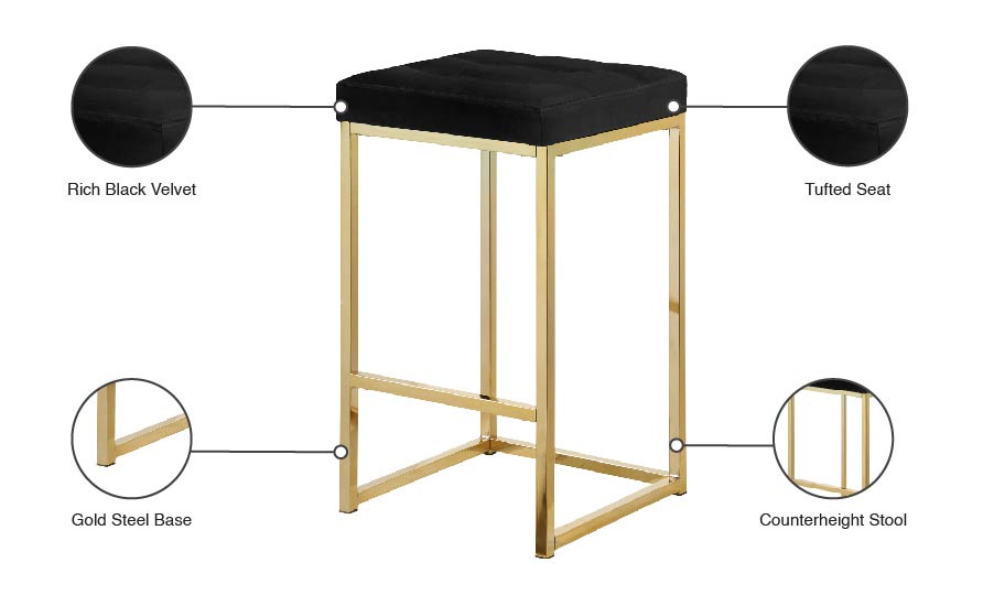 omni black velvet stool c